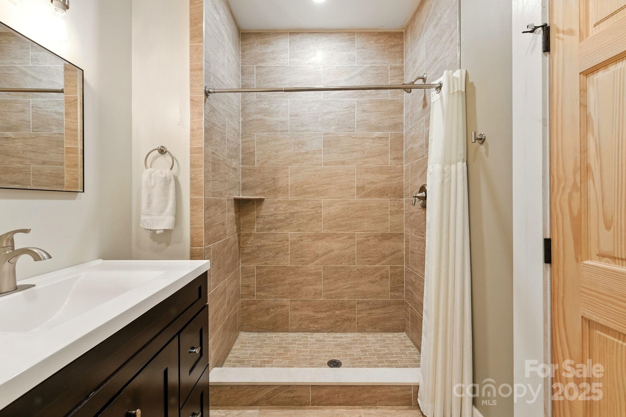 23 South Broad Street Brevard, NC 28712 - Photo 26 of 30 a bathroom with a shower and a sink