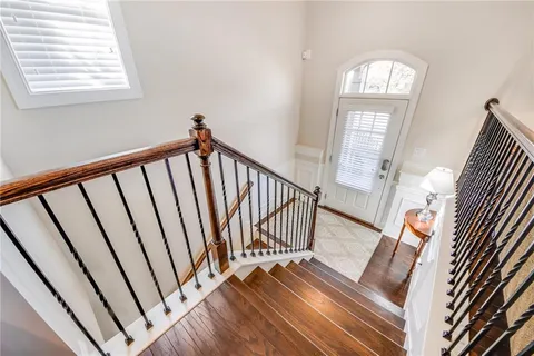 a view of entryway with wooden floor