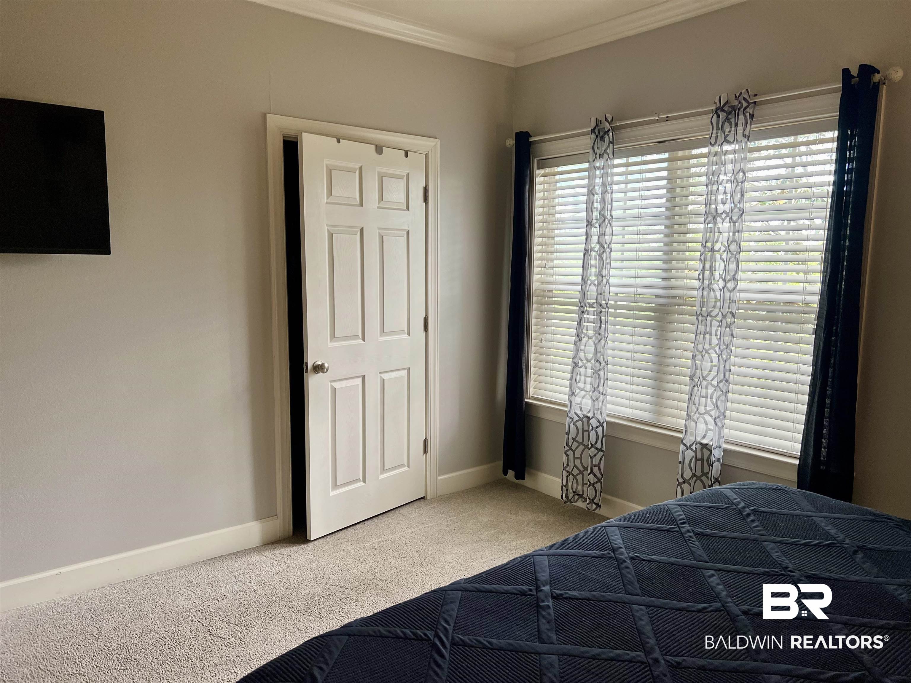 450 Park Avenue, Unit 808 Foley, AL 36535 - Photo 15 of 38 Bedroom with ornamental molding and carpet flooring