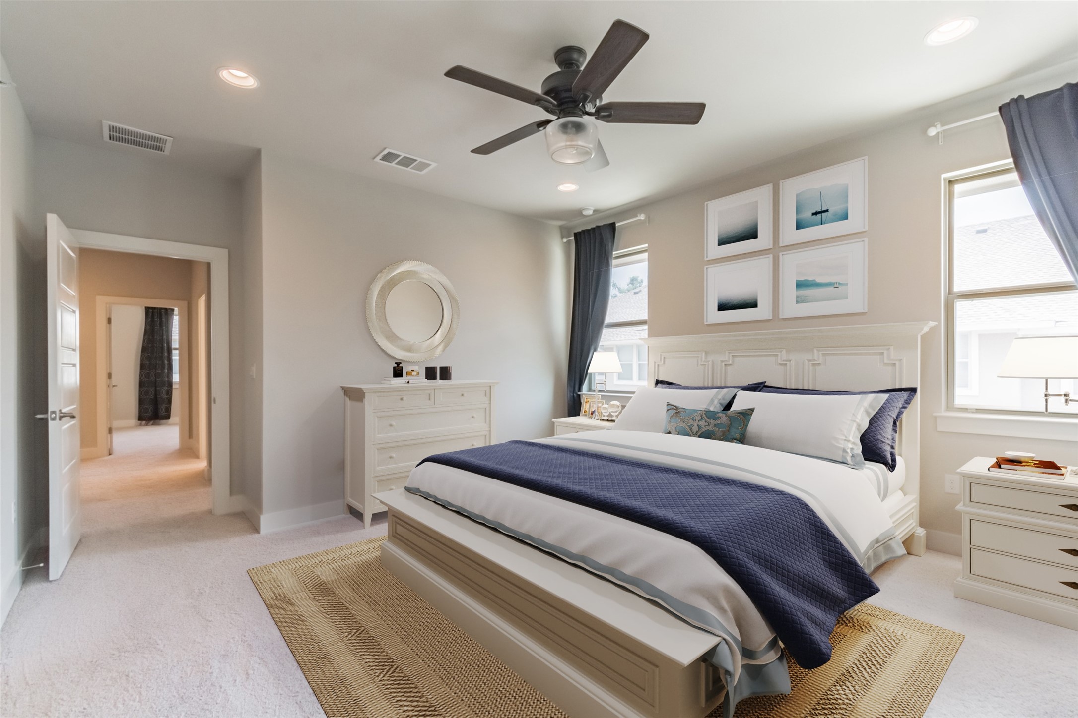 13800 Lyndhurst Street, Unit 221 Austin, TX 78717 - Photo 5 of 40 a bedroom with a large bed and a chandelier