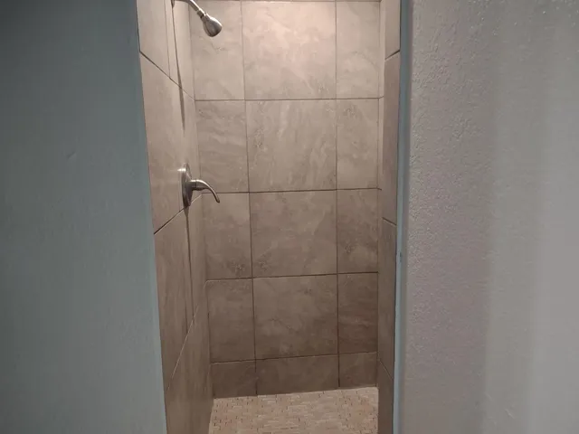 a bathroom with a shower
