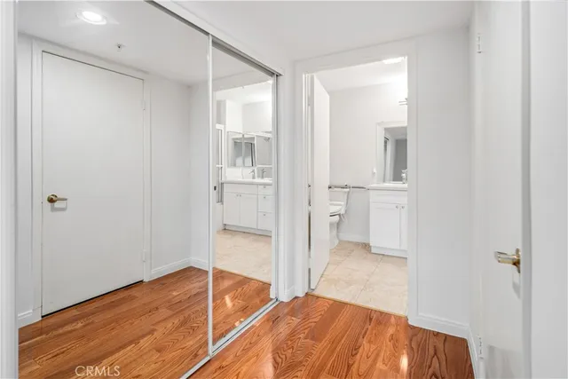 a view of an empty walk in closet
