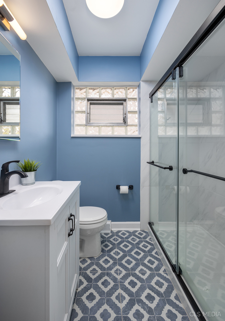 2112 Oakton Street Park Ridge, IL 60068 - Photo 10 of 24 a bathroom with a sink a toilet a window and shower