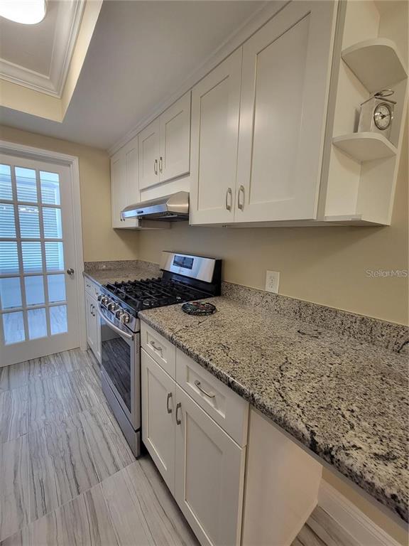 911 Washington Avenue Southwest, Unit 308 Largo, FL 33770 - Photo 9 of 24 a kitchen with granite countertop a sink cabinets and stainless steel appliances