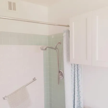 a bathroom with a shower