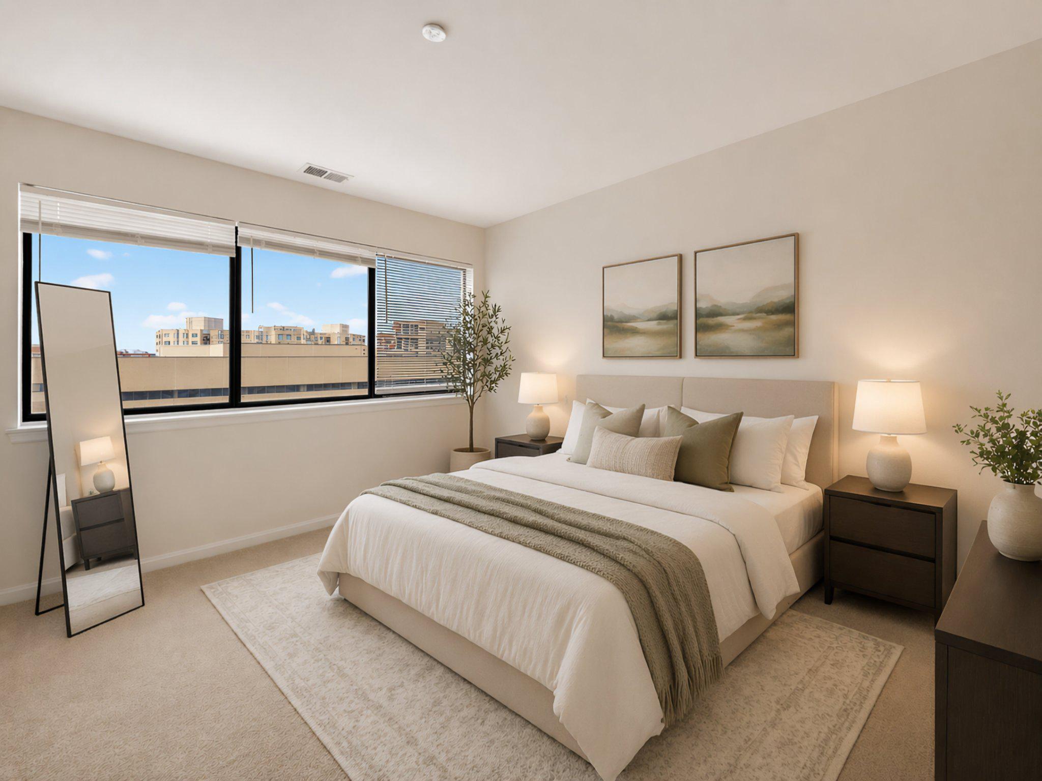 1301 North Courthouse Road, Unit 1803 Arlington, VA 22201 - Photo 4 of 33 Serene bedroom with city views. Virtually staged.