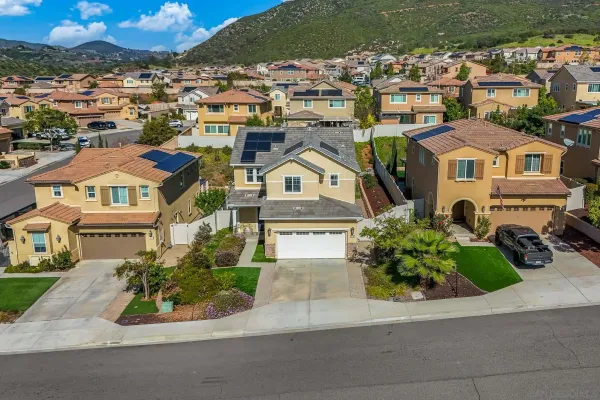 an aerial view of a house