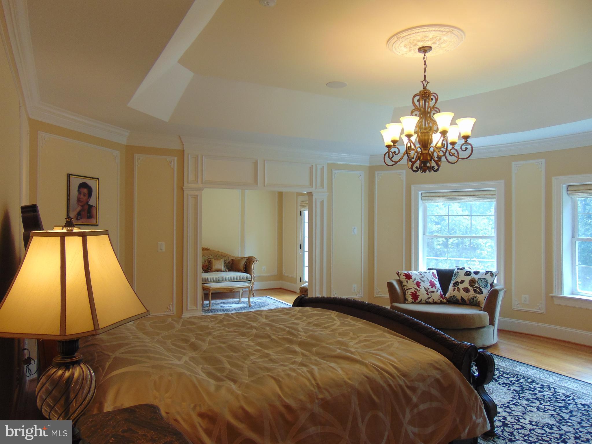 1027 Towlston Road McLean, VA 22102 - Photo 42 of 59 a bedroom with a bed and a chandelier