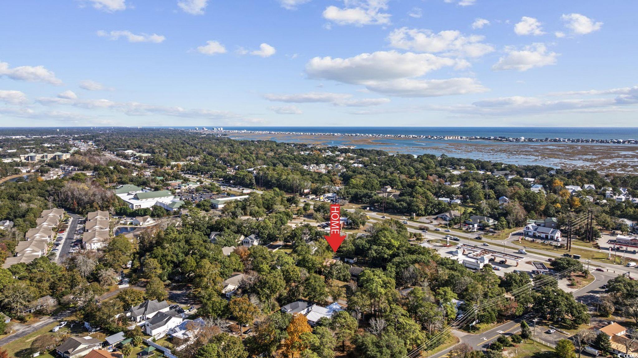 787 Causey Road Murrells Inlet, SC 29576 - Photo 39 of 40 Aerial view of property's location with a nearby body of water and a tree filled landscape