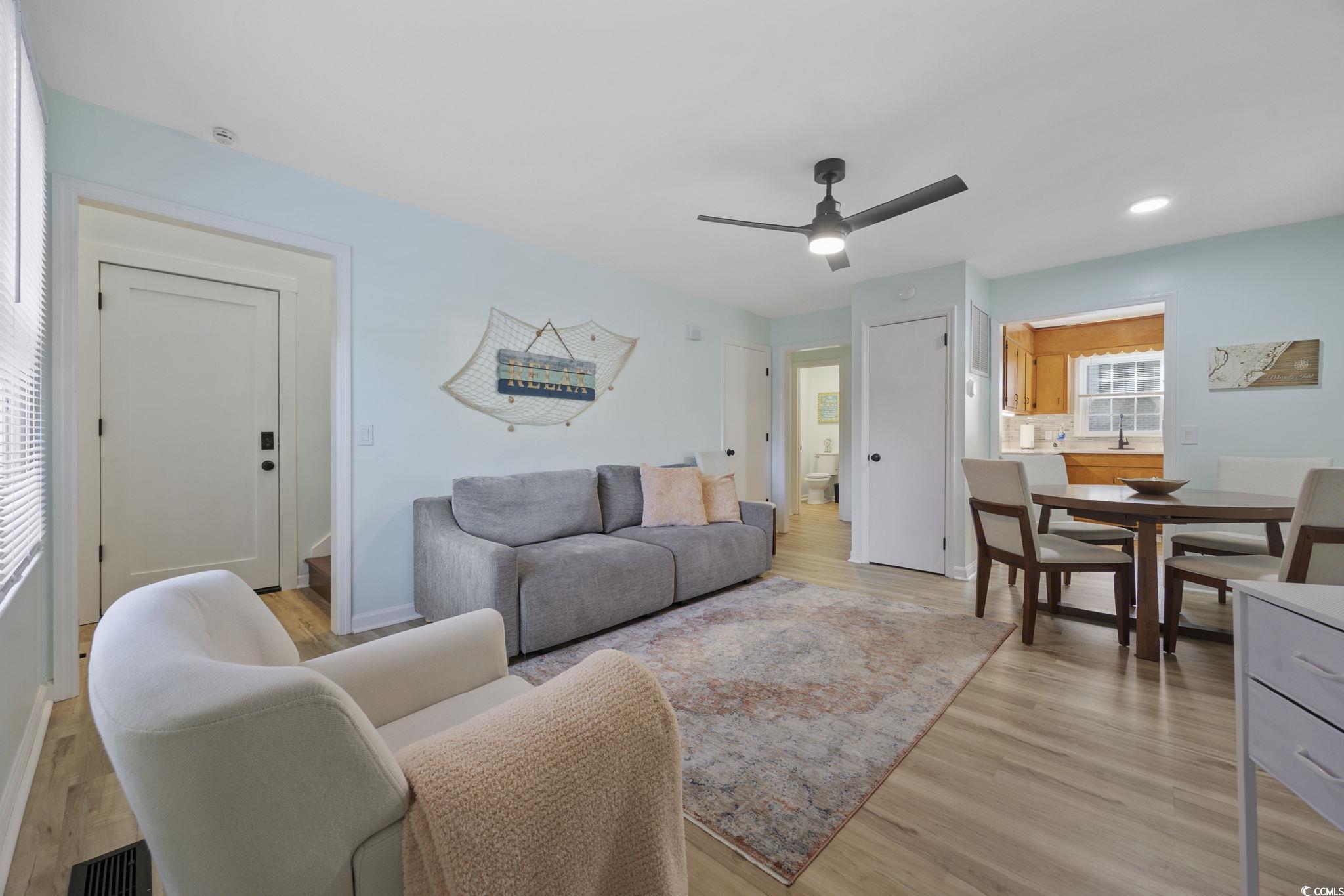 787 Causey Road Murrells Inlet, SC 29576 - Photo 7 of 40 Living area featuring a ceiling fan, light wood finished floors, and recessed lighting