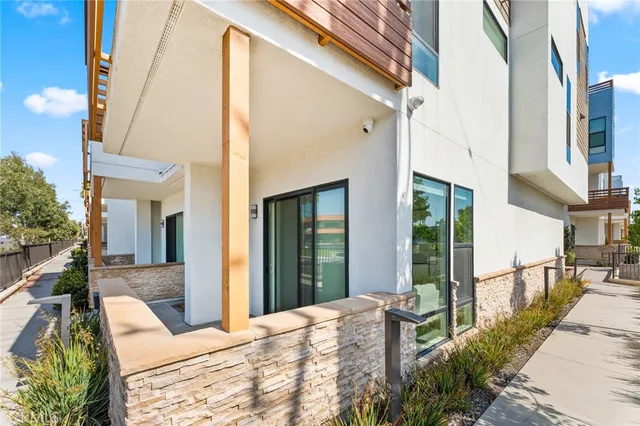 a front view of a building with glass windows