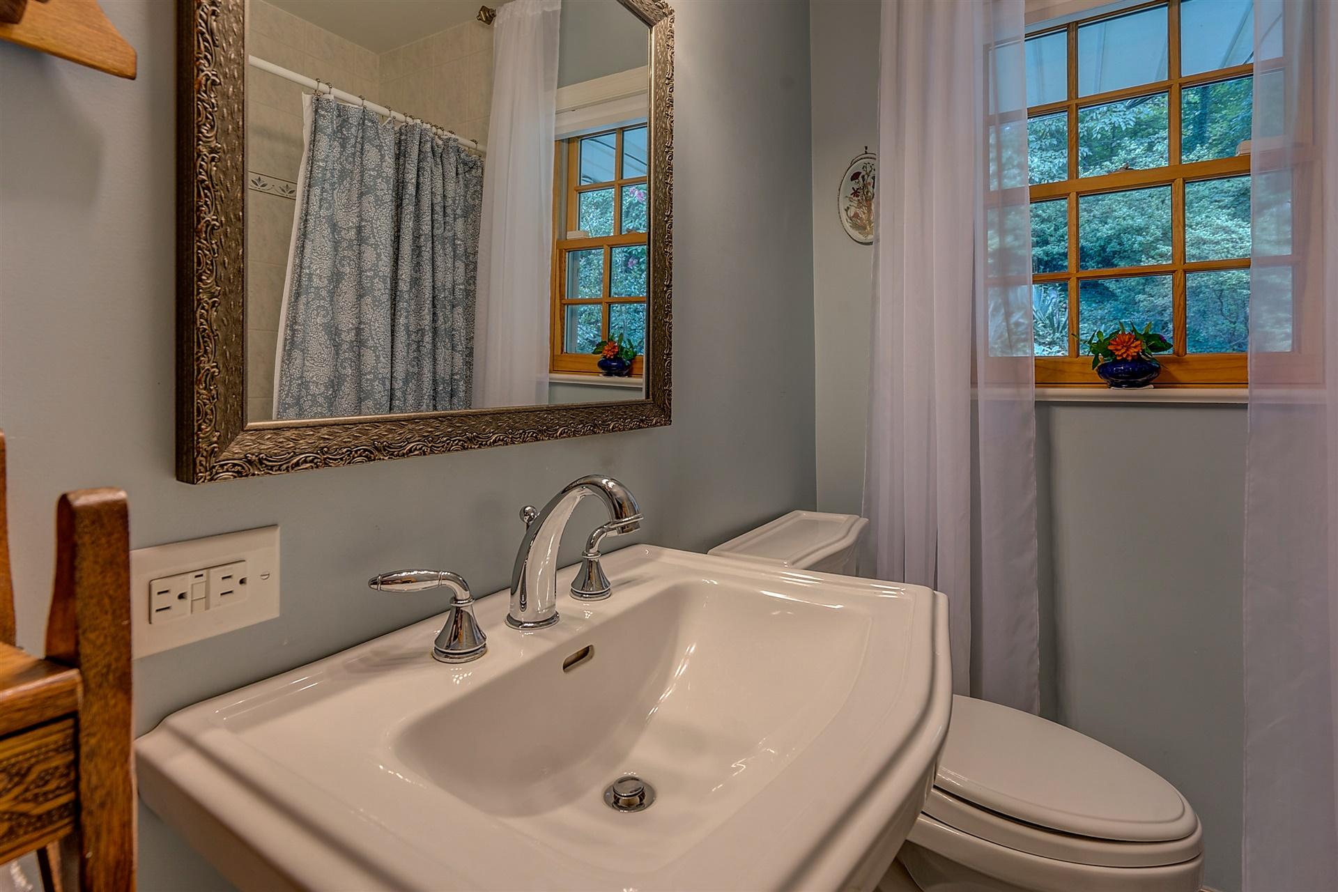 3126 Stoneridge Road Southwest Roanoke, VA 24014 - Photo 22 of 48 a bathroom with a sink a toilet and a mirror