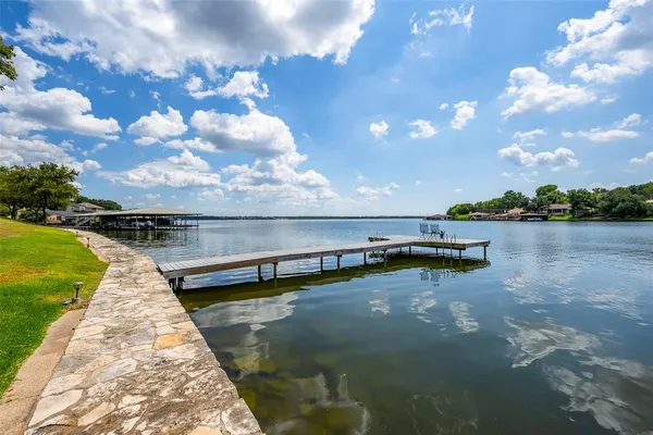 a view of a lake with outdoor space
