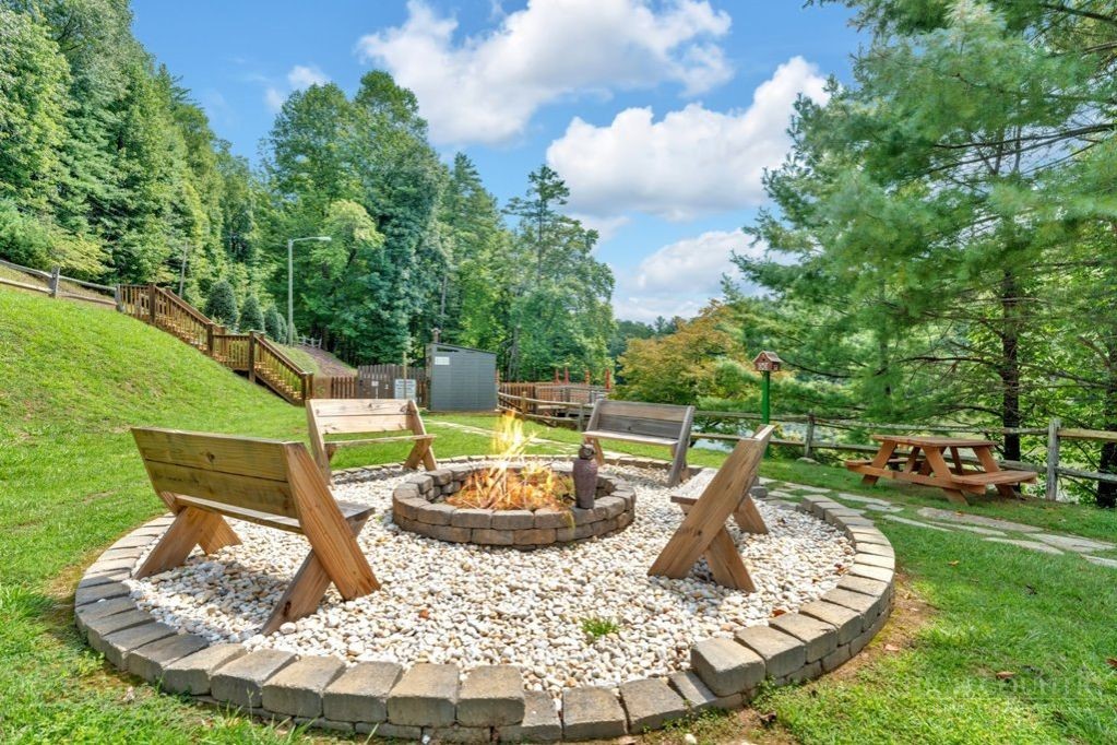 216 Saddle Lane Deep Gap, NC 28618 - Photo 40 of 44 a view of a backyard with sitting area