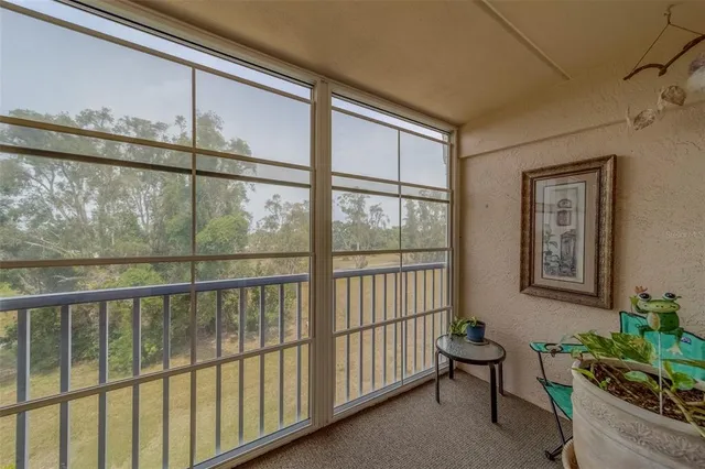 a view of a porch with a potted plant