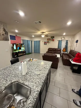 a room with pool table