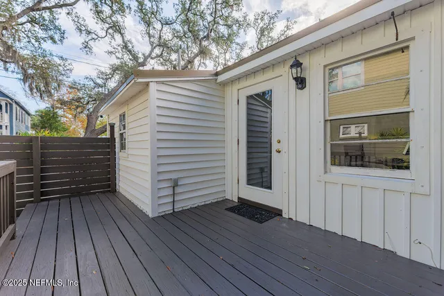 a view of wooden deck