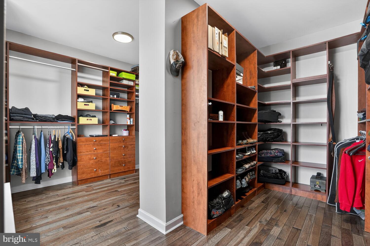 43024 La Riva Drive Ashburn, VA 20148 - Photo 41 of 63 a view of walk in closet with clothes and shoes
