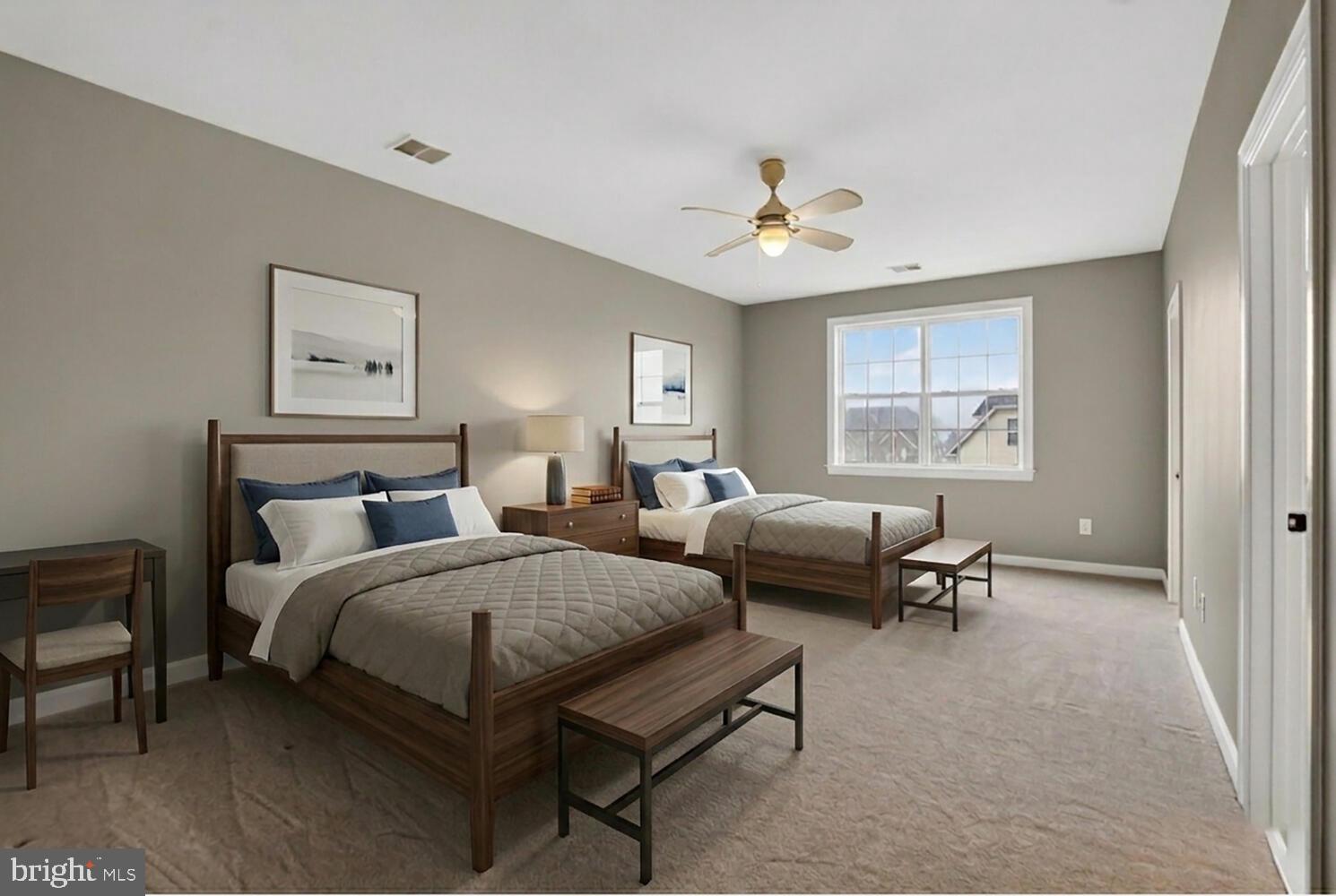 43024 La Riva Drive Ashburn, VA 20148 - Photo 45 of 63 a spacious bedroom with a bed and a chandelier