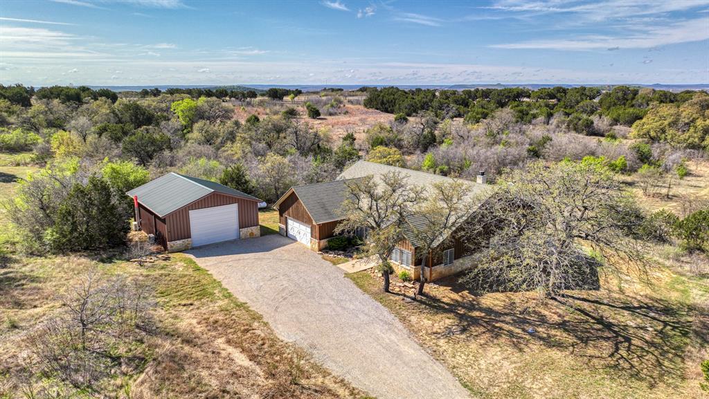 Aerial view of 3022 Canyon Wren located at The Hills above Possum Kingdom Lake. 