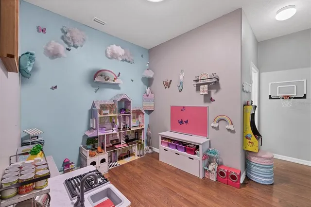 a room with toys and a couch