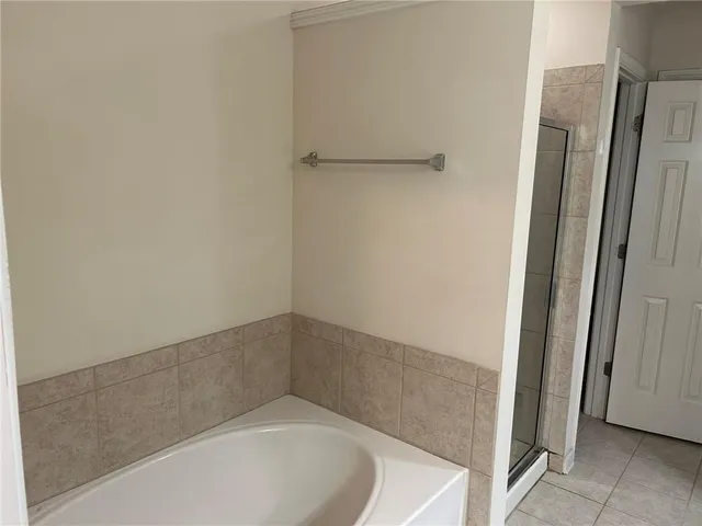 a bathroom with a bathtub