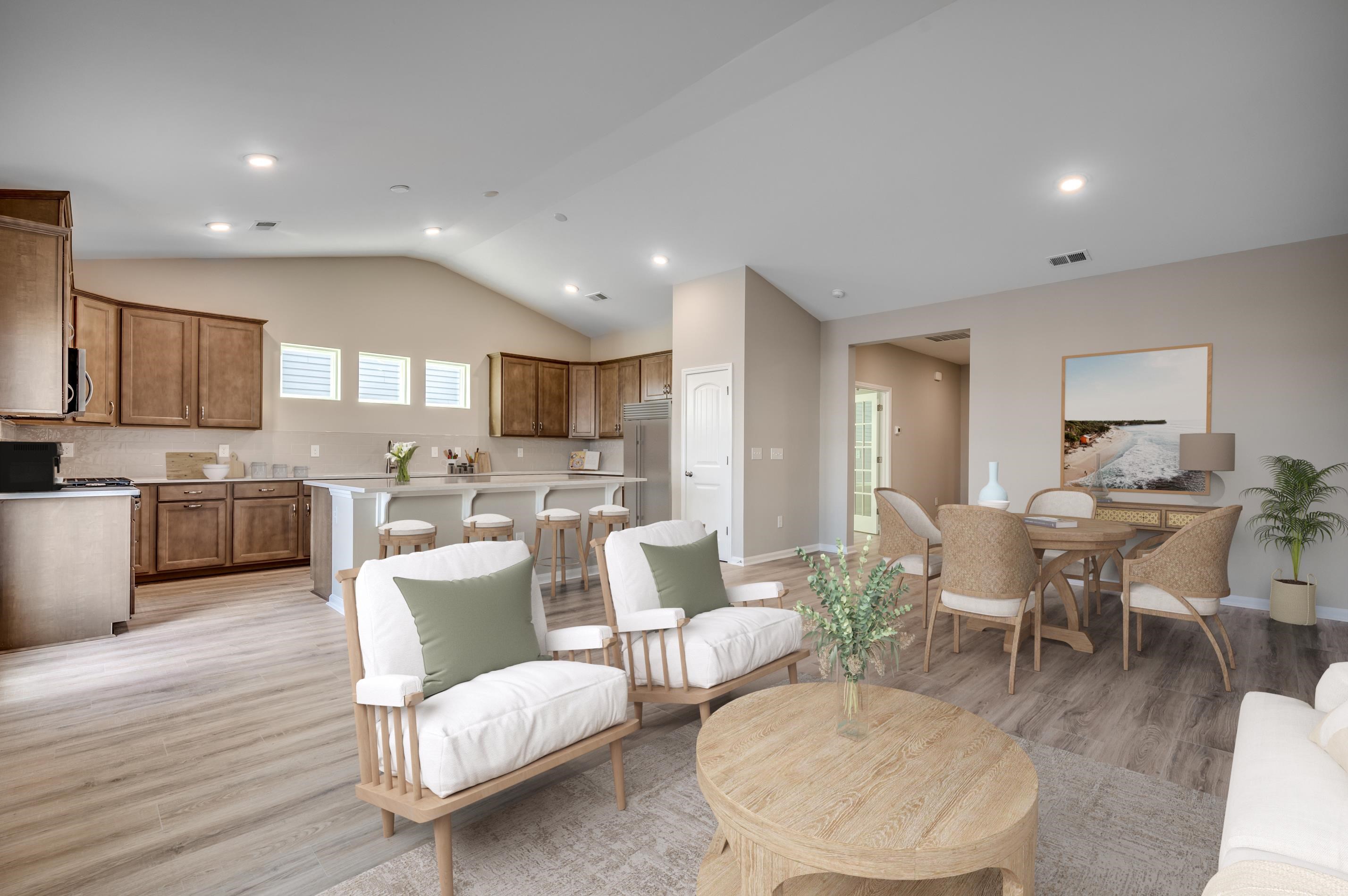 645 Wailea Circle Little River, SC 29566 - Photo 3 of 14 Living area with light wood-type flooring, recessed lighting, and vaulted ceiling