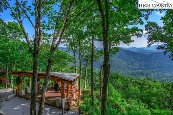 an outdoor space with seating