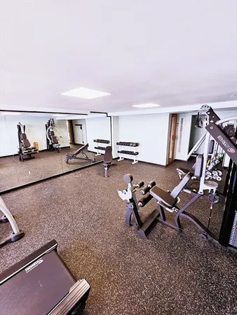 a room with gym equipment