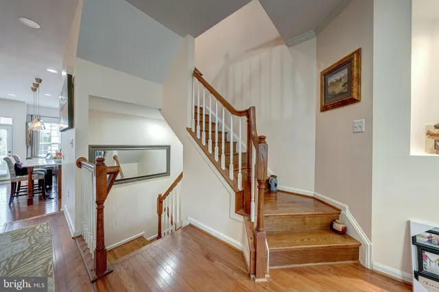 a view of a hallway with a livingroom