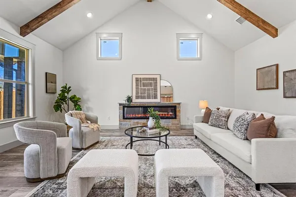 a living room with furniture