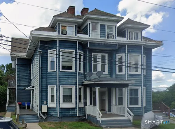 a front view of residential houses