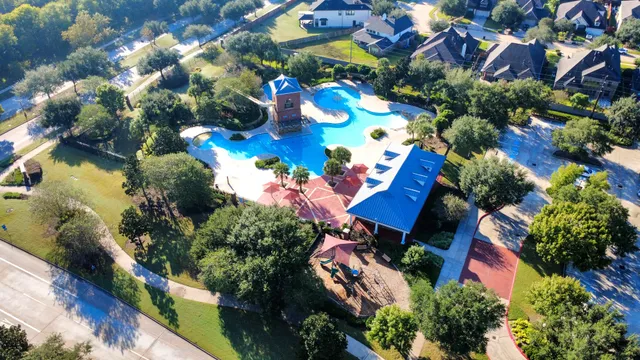 an aerial view of a house
