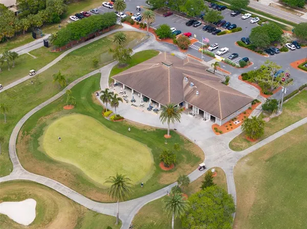 an aerial view of a house a yard and a fireplace