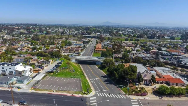 an aerial view of a city