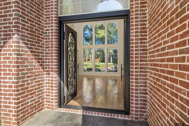 a view of a wooden door