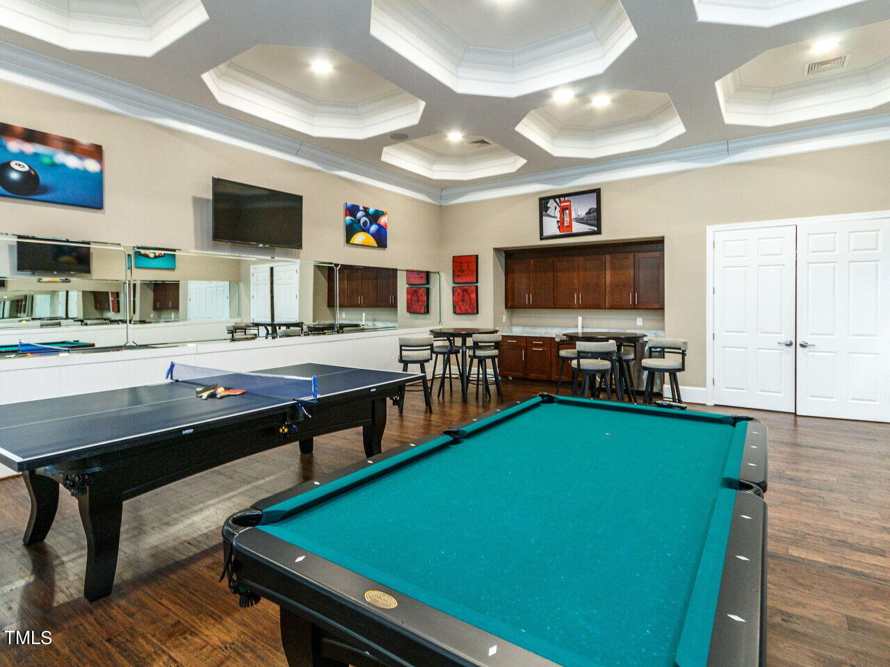 806 Malta Way Durham, NC 27703 - Photo 33 of 37 a room with furniture pool table flat screen tv and windows