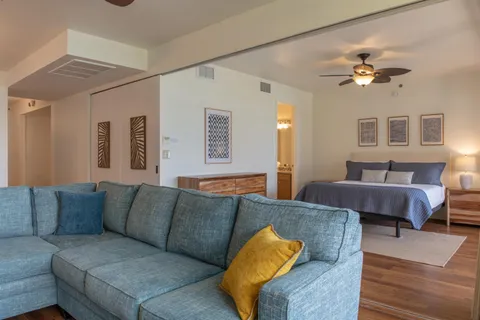 a living room with furniture and a couch