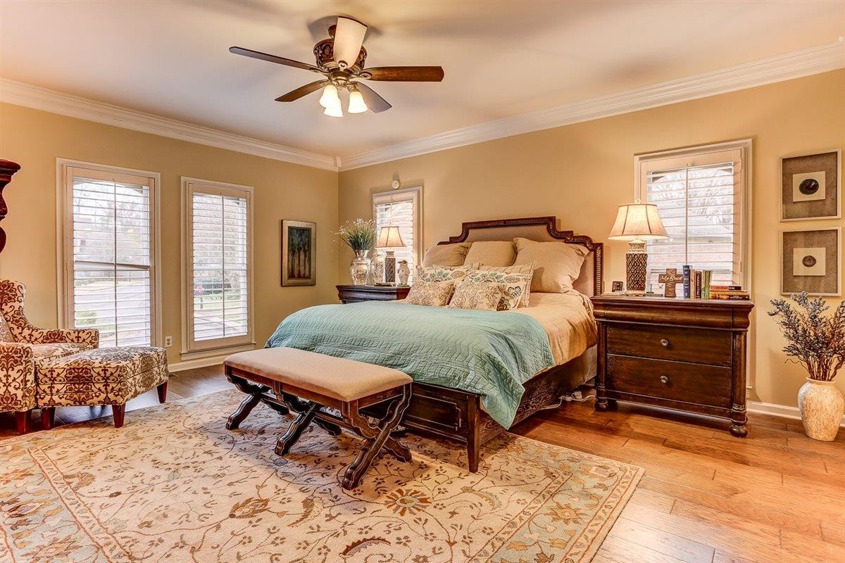 6648 Rue Beaumonde Drive Memphis, TN 38120 - Photo 4 of 20 a bedroom with a bed and large windows