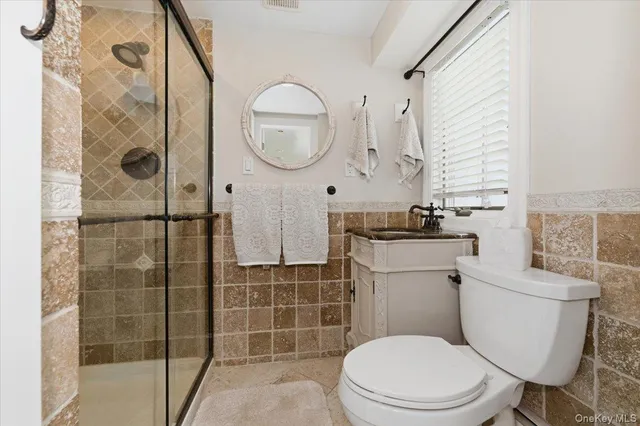 a bathroom with a toilet a sink and a mirror