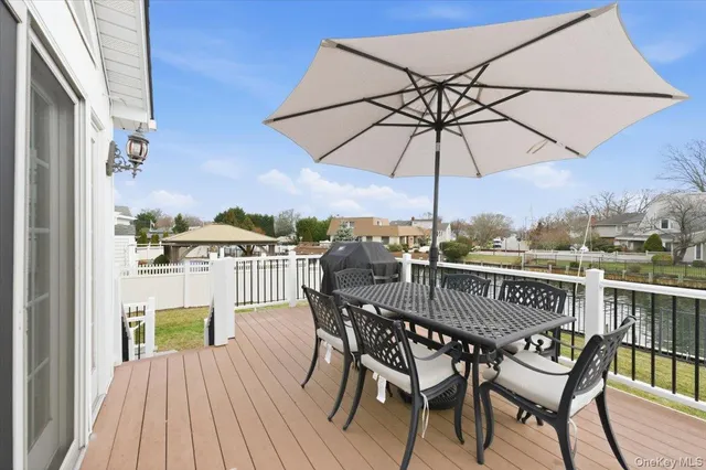 an outdoor view with patio