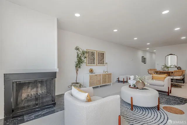 a living room with furniture