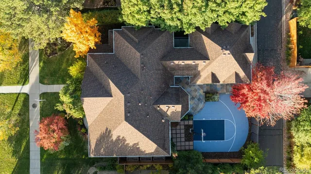 an aerial view of a house