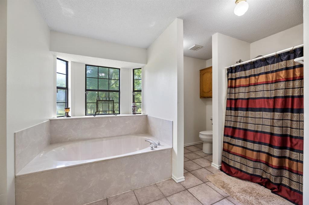 321 Vz County Road 2602 Wills Point, TX 75169 - Photo 19 of 39 Bathroom with tile patterned flooring, a garden tub, plenty of natural light, and toilet