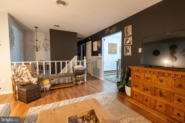 a living room with furniture