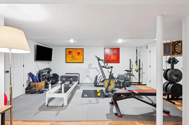 a view of a room with gym equipment