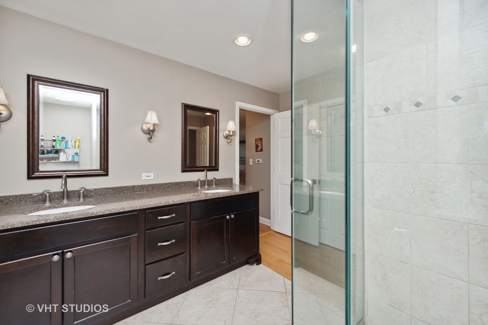 237 Valley Road Trout Valley, IL 60013 - Photo 16 of 48 a spacious bathroom with a shower sink and mirror