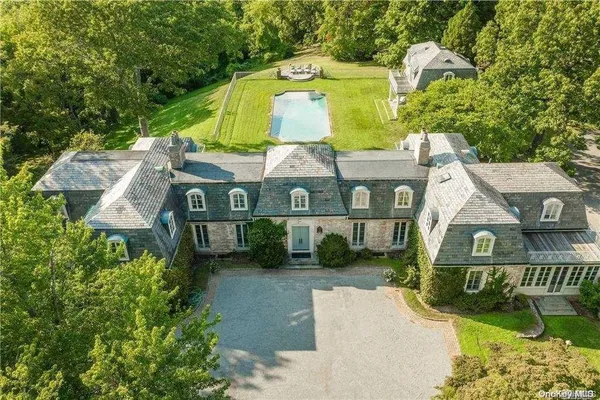 an aerial view of a house