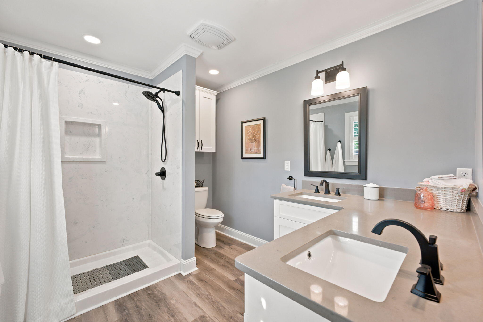 2045 Cains Mill Road Sumter, SC 29154 - Photo 33 of 83 Owner's Suite Bathroom with walk-in shower, double vanities