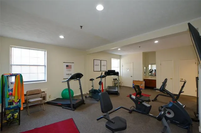 a view of a room with gym equipment
